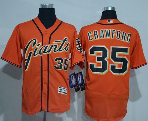 Giants #35 Brandon Crawford Orange Flexbase Authentic Collection Stitched MLB Jersey