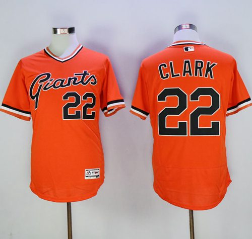 Giants #22 Will Clark Orange Flexbase Authentic Collection Cooperstown Stitched MLB Jersey - Click Image to Close