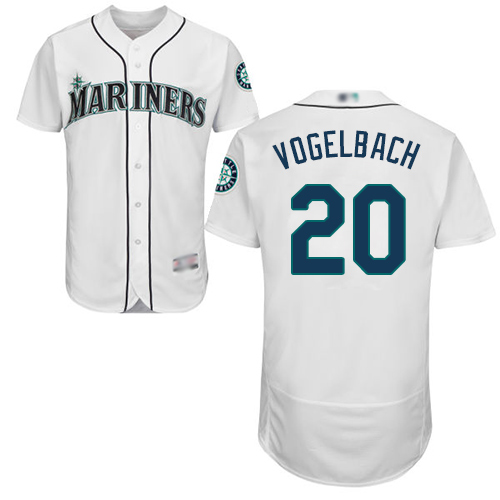 Mariners #20 Dan Vogelbach White Flexbase Authentic Collection Stitched MLB Jersey - Click Image to Close