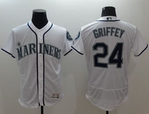 Mariners #24 Ken Griffey White Flexbase Authentic Collection Stitched MLB Jersey