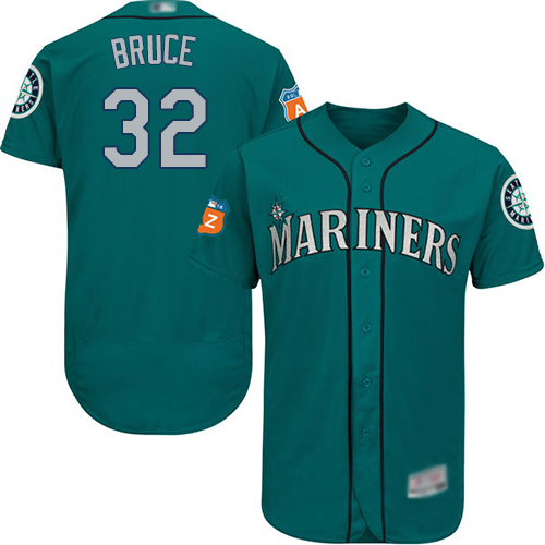 Mariners #32 Jay Bruce Green Flexbase Authentic Collection Stitched MLB Jersey - Click Image to Close