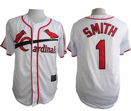 Cardinals #1 Ozzie Smith White Cooperstown Throwback Stitched MLB Jersey