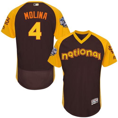 Cardinals #4 Yadier Molina Brown Flexbase Authentic Collection 2016 All-Star National League Stitched MLB Jersey