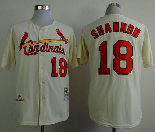 Mitchell And Ness 1964 Cardinals #18 Mike Shannon Cream Stitched MLB Jersey