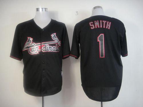 Cardinals #1 Ozzie Smith Black Fashion Stitched MLB Jersey - Click Image to Close