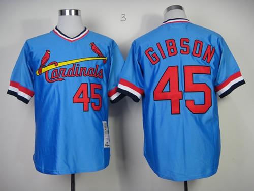 Mitchell And Ness Cardinals #45 Bob Gibson Blue Throwback Stitched MLB Jersey