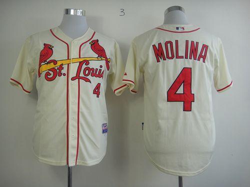 Cardinals #4 Yadier Molina Cream Alternate Cool Base Stitched MLB Jersey