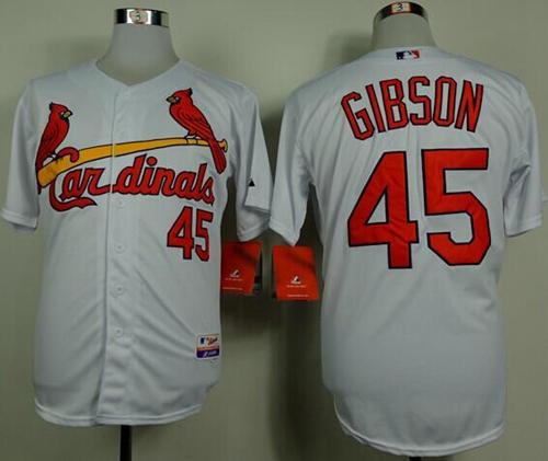 Cardinals #45 Bob Gibson White Cool Base Stitched MLB Jersey