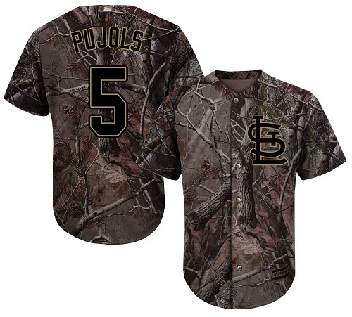 Cardinals #5 Albert Pujols Camo Realtree Collection Cool Base Stitched MLB Jersey