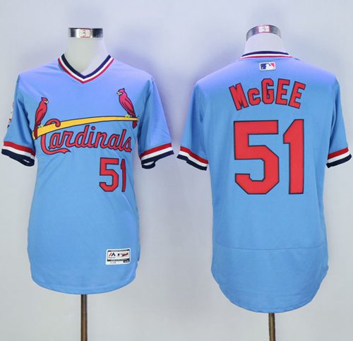 Cardinals #51 Willie McGee Light Blue Flexbase Authentic Collection Cooperstown Stitched MLB Jersey - Click Image to Close