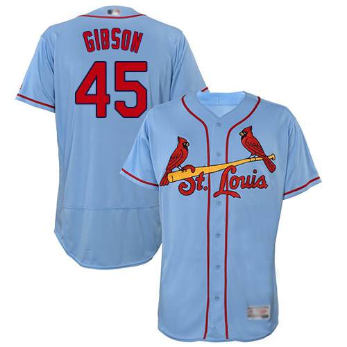 Cardinals #45 Bob Gibson Light Blue Flexbase Authentic Collection Stitched MLB Jersey - Click Image to Close