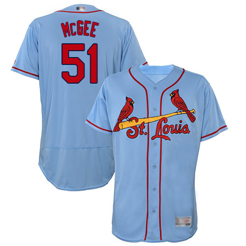 Cardinals #51 Willie McGee Light Blue Flexbase Authentic Collection Stitched MLB Jersey - Click Image to Close