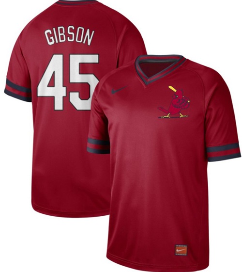 Cardinals #45 Bob Gibson Red Authentic Cooperstown Collection Stitched Baseball Jersey - Click Image to Close