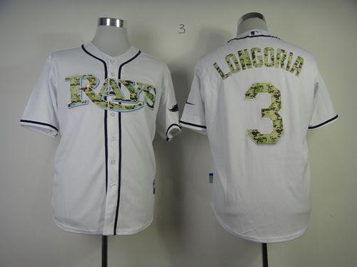 Rays #3 Evan Longoria White USMC Cool Base Stitched MLB Jersey