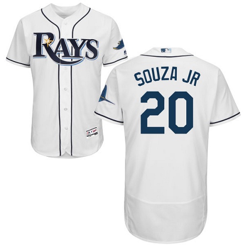 Rays #20 Steven Souza White Flexbase Authentic Collection Stitched MLB Jersey - Click Image to Close