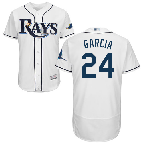 Rays #24 Avisail Garcia White Flexbase Authentic Collection Stitched MLB Jersey - Click Image to Close