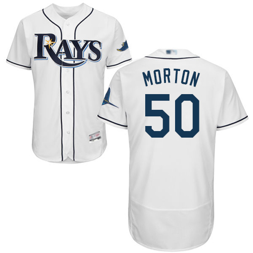 Rays #50 Charlie Morton White Flexbase Authentic Collection Stitched MLB Jersey - Click Image to Close