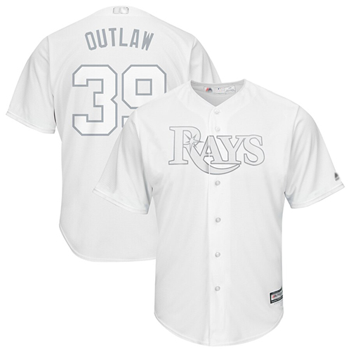 Rays #39 Kevin Kiermaier White "Outlaw" Players Weekend Cool Base Stitched Baseball Jersey - Click Image to Close