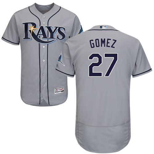 Rays #27 Carlos Gomez Grey Flexbase Authentic Collection Stitched MLB Jersey