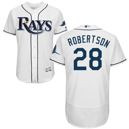 Rays #28 Daniel Robertson White Flexbase Authentic Collection Stitched MLB Jersey