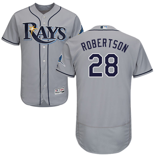 Rays #28 Daniel Robertson Grey Flexbase Authentic Collection Stitched MLB Jersey