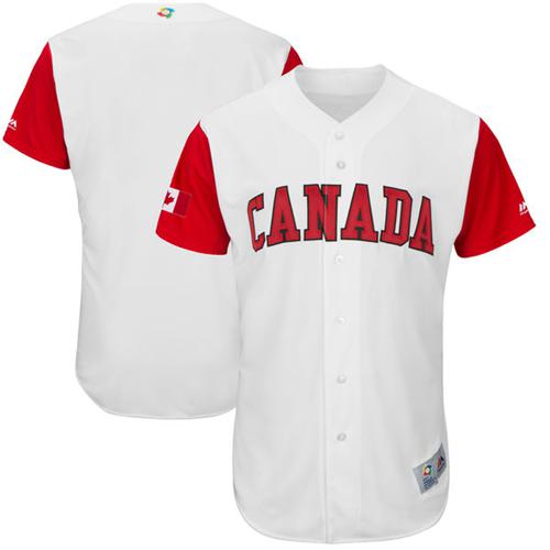 Team Canada Blank White 2017 World MLB Classic Authentic Stitched MLB Jersey