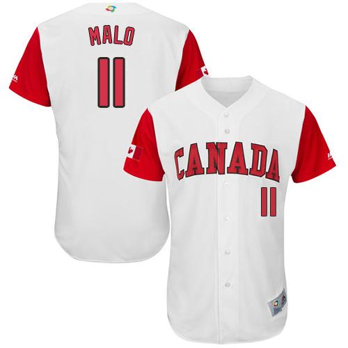 Team Canada #11 Jonathan Malo White 2017 World MLB Classic Authentic Stitched MLB Jersey