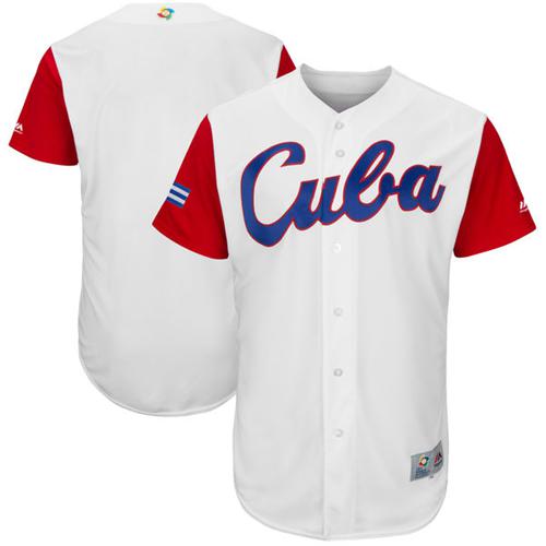 Team Cuba Blank White 2017 World MLB Classic Authentic Stitched MLB Jersey