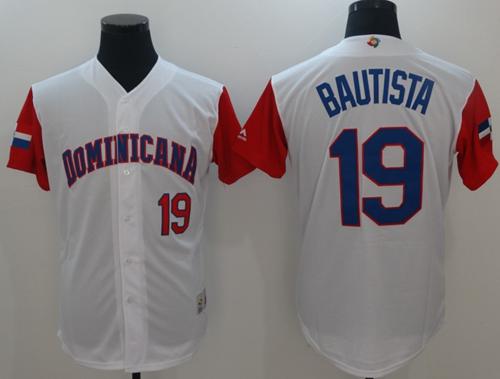 Team Dominican Republic #19 Jose Bautista White 2017 World MLB Classic Authentic Stitched MLB Jersey