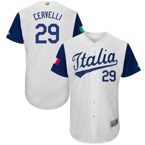 Team Italy #29 Francisco Cervelli White 2017 World MLB Classic Authentic Stitched MLB Jersey