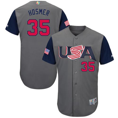 Team USA #35 Eric Hosmer Gray 2017 World MLB Classic Authentic Stitched MLB Jersey - Click Image to Close