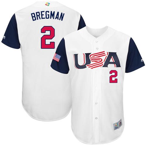 Team USA #2 Alex Bregman White 2017 World MLB Classic Authentic Stitched MLB Jersey - Click Image to Close