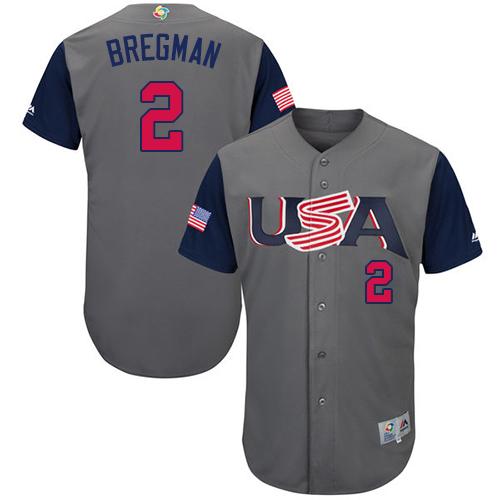 Team USA #2 Alex Bregman Gray 2017 World MLB Classic Authentic Stitched MLB Jersey - Click Image to Close