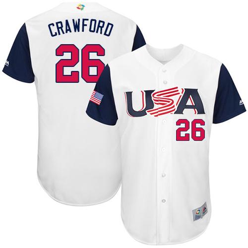 Team USA #26 Brandon Crawford White 2017 World MLB Classic Authentic Stitched MLB Jersey