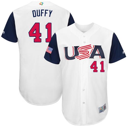 Team USA #41 Danny Duffy White 2017 World MLB Classic Authentic Stitched MLB Jersey