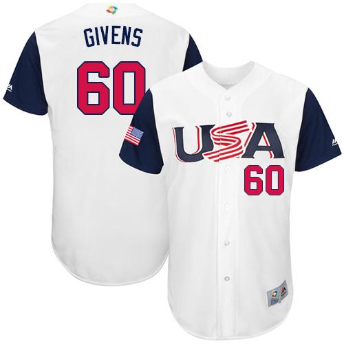 Team USA #60 Mychal Givens White 2017 World MLB Classic Authentic Stitched MLB Jersey - Click Image to Close