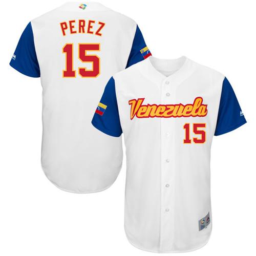 Team Venezuela #15 Salvador Perez White 2017 World MLB Classic Authentic Stitched MLB Jersey