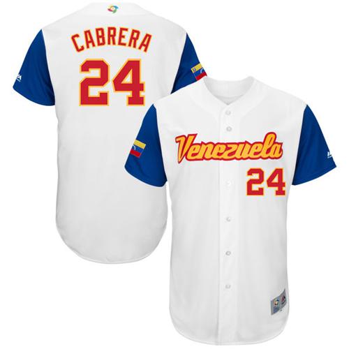 Team Venezuela #24 Miguel Cabrera White 2017 World MLB Classic Authentic Stitched MLB Jersey