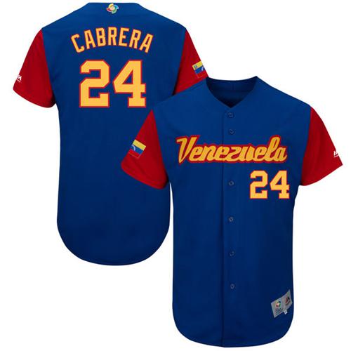 Team Venezuela #24 Miguel Cabrera Royal 2017 World MLB Classic Authentic Stitched MLB Jersey