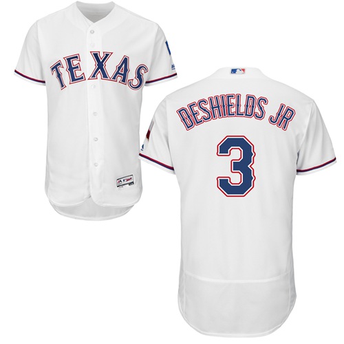 Rangers #3 Delino DeShields Jr. White Flexbase Authentic Collection Stitched MLB Jersey