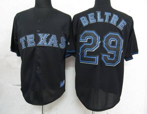 Rangers #29 Adrian Beltre Black Fashion Stitched MLB Jersey