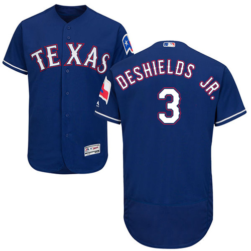 Rangers #3 Delino DeShields Jr. Blue Flexbase Authentic Collection Stitched MLB Jersey - Click Image to Close