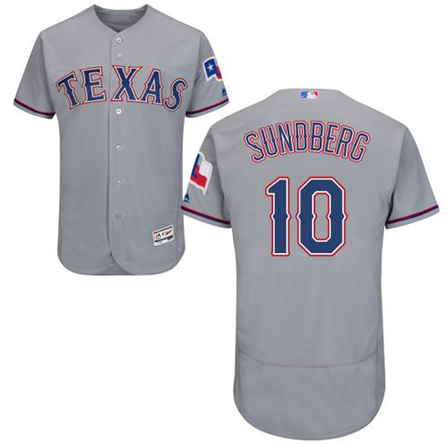 Rangers #10 Jim Sundberg Grey Flexbase Authentic Collection Stitched MLB Jersey - Click Image to Close