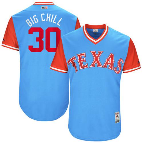 Rangers #30 Nomar Mazara Light Blue "Big Chill" Players Weekend Authentic Stitched MLB Jersey - Click Image to Close