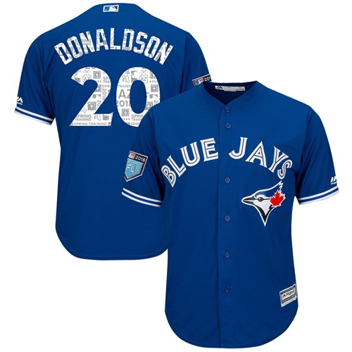 Blue Jays #20 Josh Donaldson Blue 2018 Spring Training Cool Base Stitched MLB Jersey