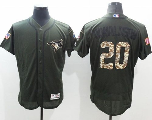 Blue Jays #20 Josh Donaldson Green Flexbase Authentic Collection Salute to Service Stitched MLB Jersey