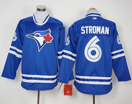 Blue Jays #6 Marcus Stroman Blue Long Sleeve Stitched MLB Jersey