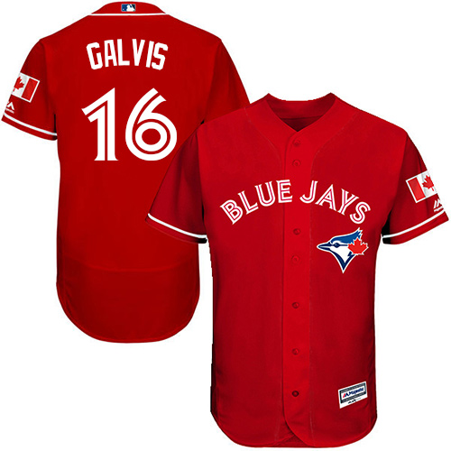 Blue Jays #16 Freddy Galvis Red Flexbase Authentic Collection Canada Day Stitched MLB Jersey