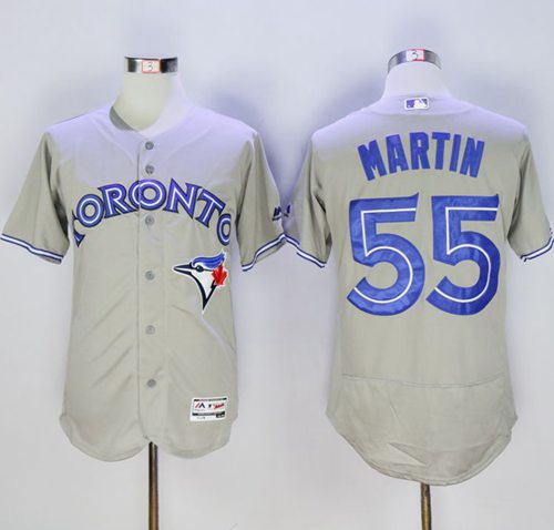 Blue Jays #55 Russell Martin Grey Flexbase Authentic Collection Stitched MLB Jersey