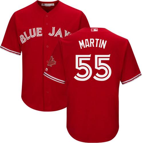 Blue Jays #55 Russell Martin Red New Cool Base Canada Day Stitched MLB Jersey